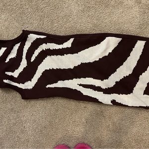 Brown and cream mid length dress!!! Size S